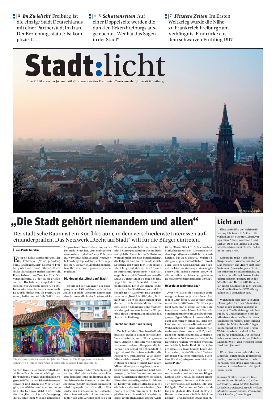 Zeitungsprojekt 2017 Stadtlicht